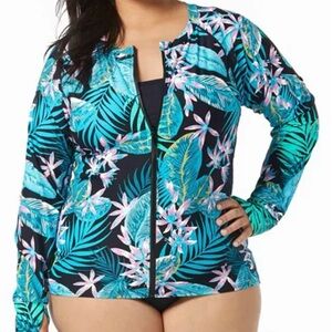 Beach House Blue Floral Swim jacket 3X